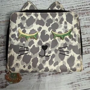 Betsey Johnson Kitty Cat Wallet Animal Print Gray Luv Betsey